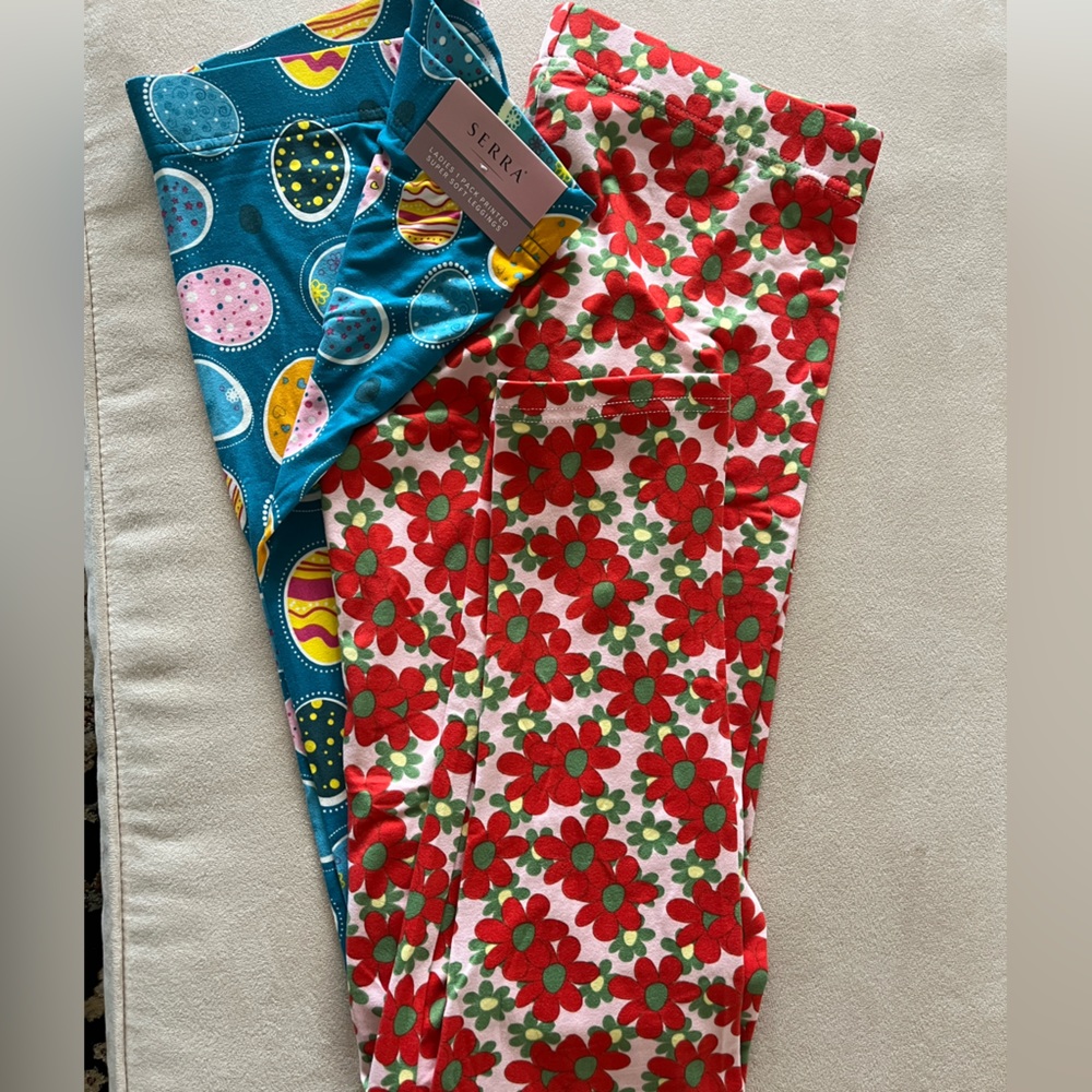NWT set of 2 patterned floral Easter woman’s leggings